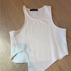 Local European White Asymmetric Hem Tank
